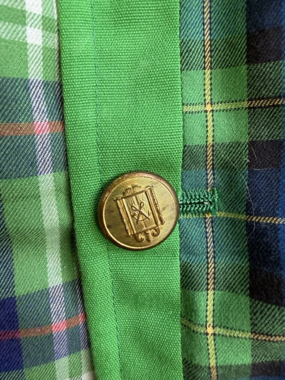 Vintage 80s Green tartan plaid patchwork preppy OLD MONEY tailored blazer 38